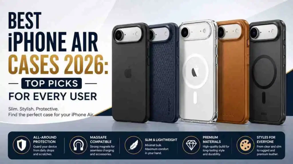 Best iPhone Air Cases 2026 featuring top protective, MagSafe-compatible, slim, clear, and leather case options for every user.