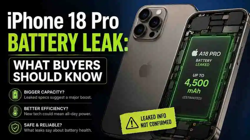 iPhone 18 Pro battery leak showing rumored battery capacity and performance improvements